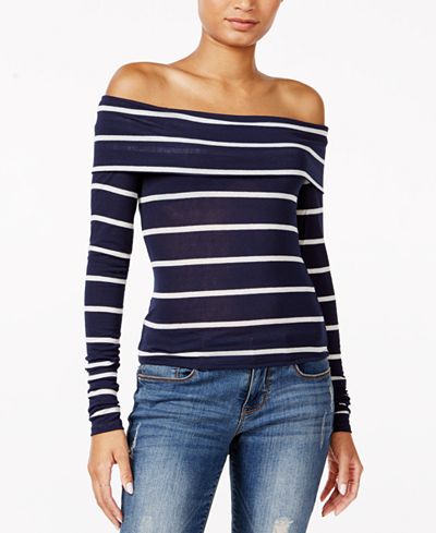 chelsea sky Striped Off-The-Shoulder Top, Only at Macy's