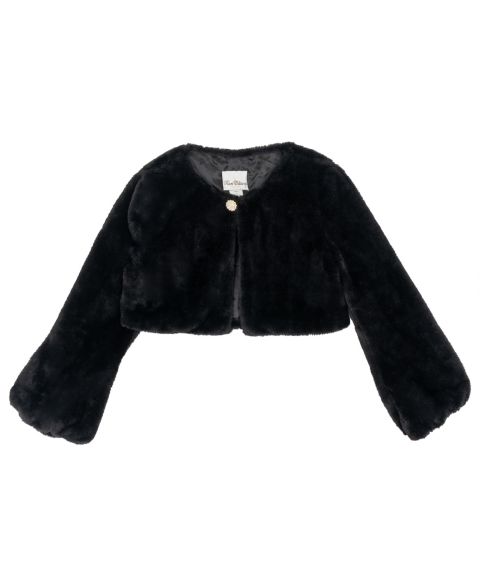 Болеро Rare Editions Faux Fur Long-Sleeve Special Occasion Shrug для девочек-малышей, цвет: Чёрный