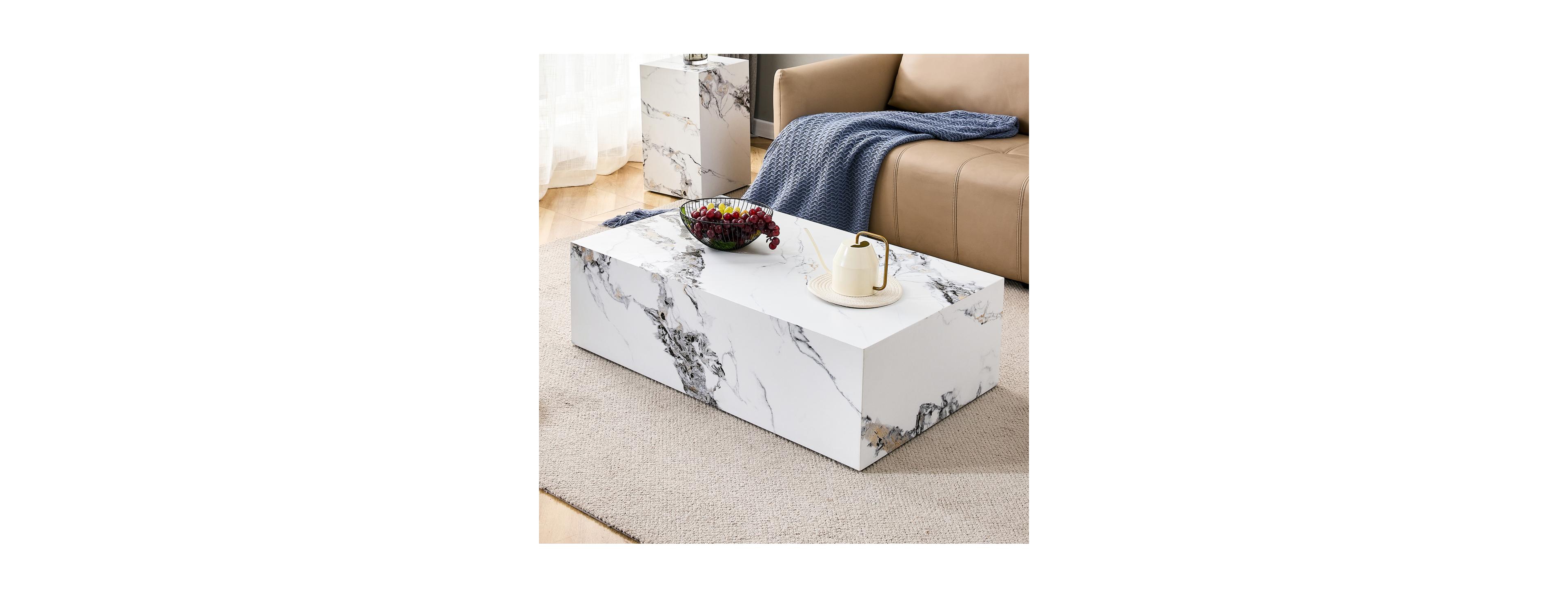 Streamdale Furniture Marble Pattern Mdf Coffee Table - Luxurious Living Room Accent