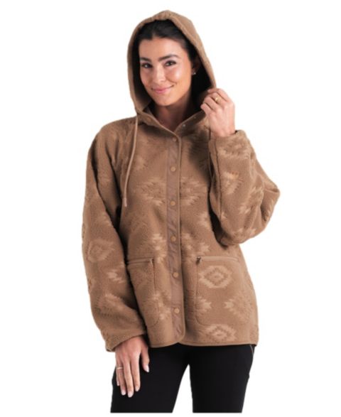 Женская куртка Legendary Whitetails Embossed Snap Front Fleece Hooded, цвет: Коричный