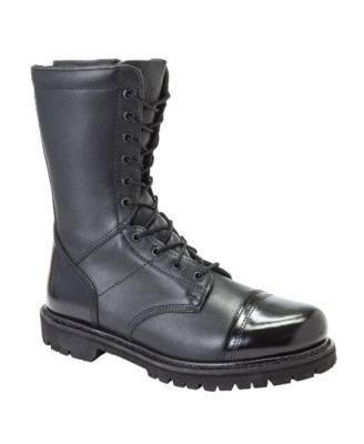 Combat Lace-Up with Side Zipper Mid-Calf Leather Jump Boot