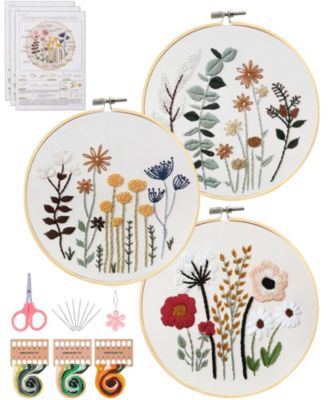 3 Sets Embroidery Kit For Beginners Adults Easy Hand Craft DIY Gift