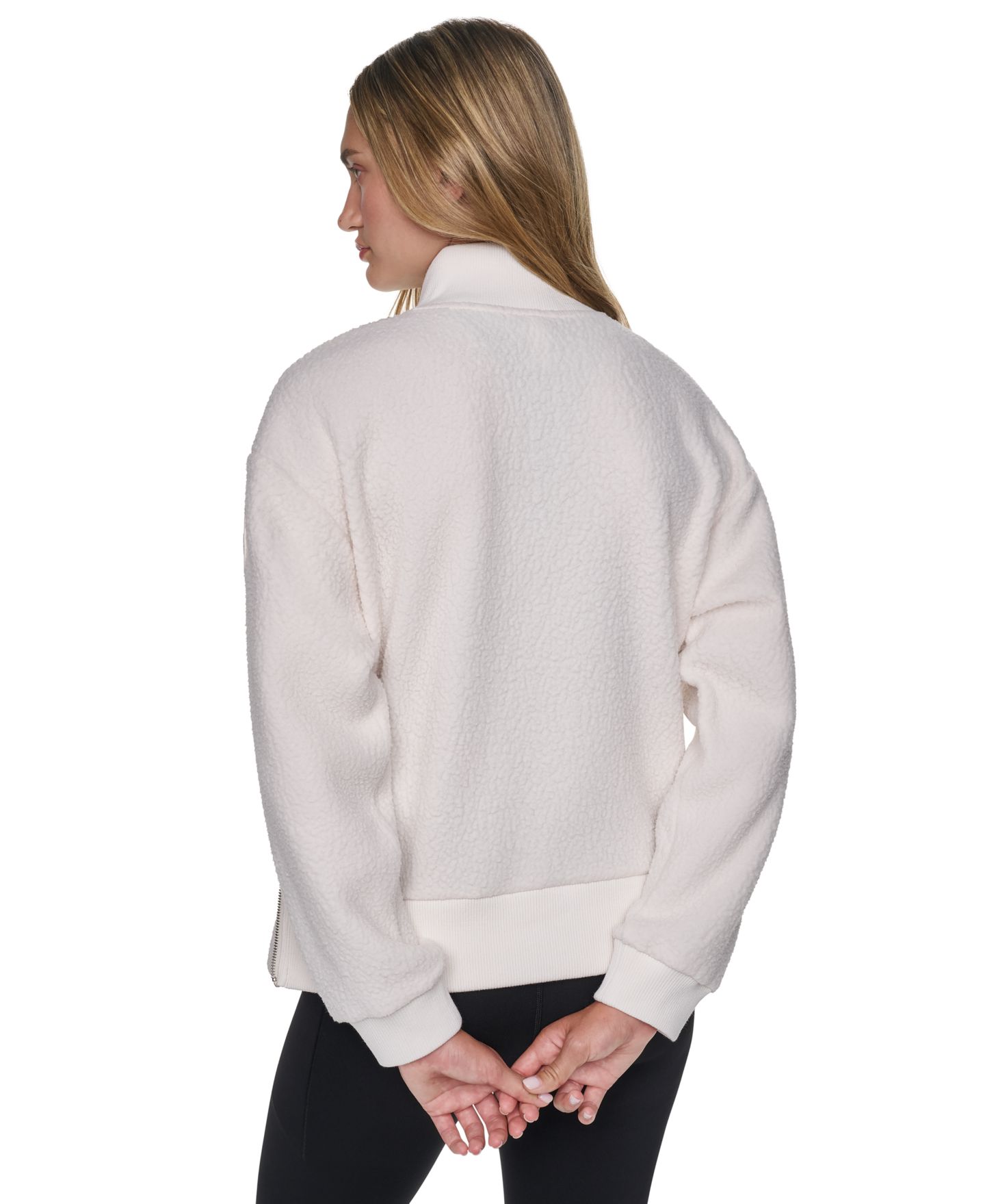 Женский свитер DKNY Sport Sherpa Mock Neck Half-Zip Pullover, цвет: Сливочный — фото 5