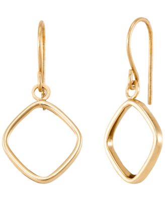 Open Square Drop Earrings in 10k Yellow Gold