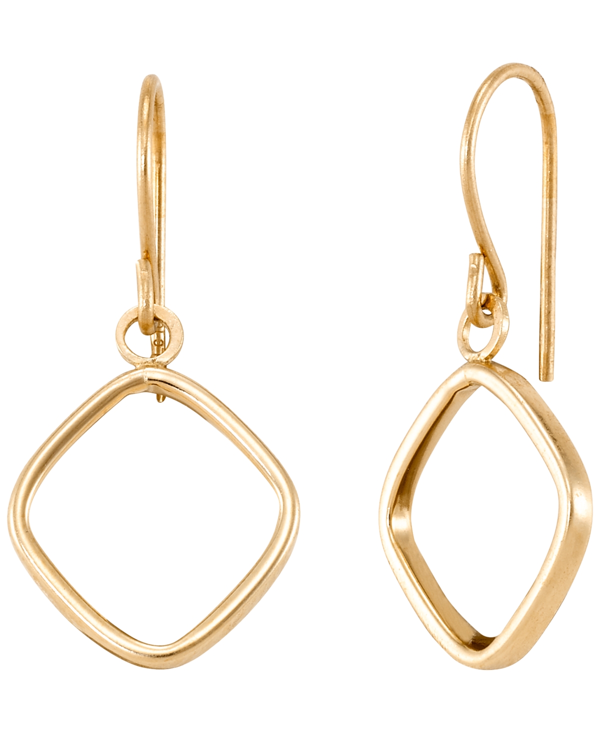 Open Square Drop Earrings in 10k Yellow Gold - Yellow