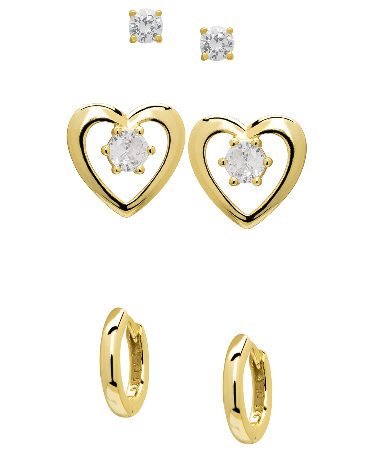 Macy's Lab Grown White Sapphire Stud Earrings (1-1/6 ct. t.w.) in Gold over Sterling Silver - Yellow