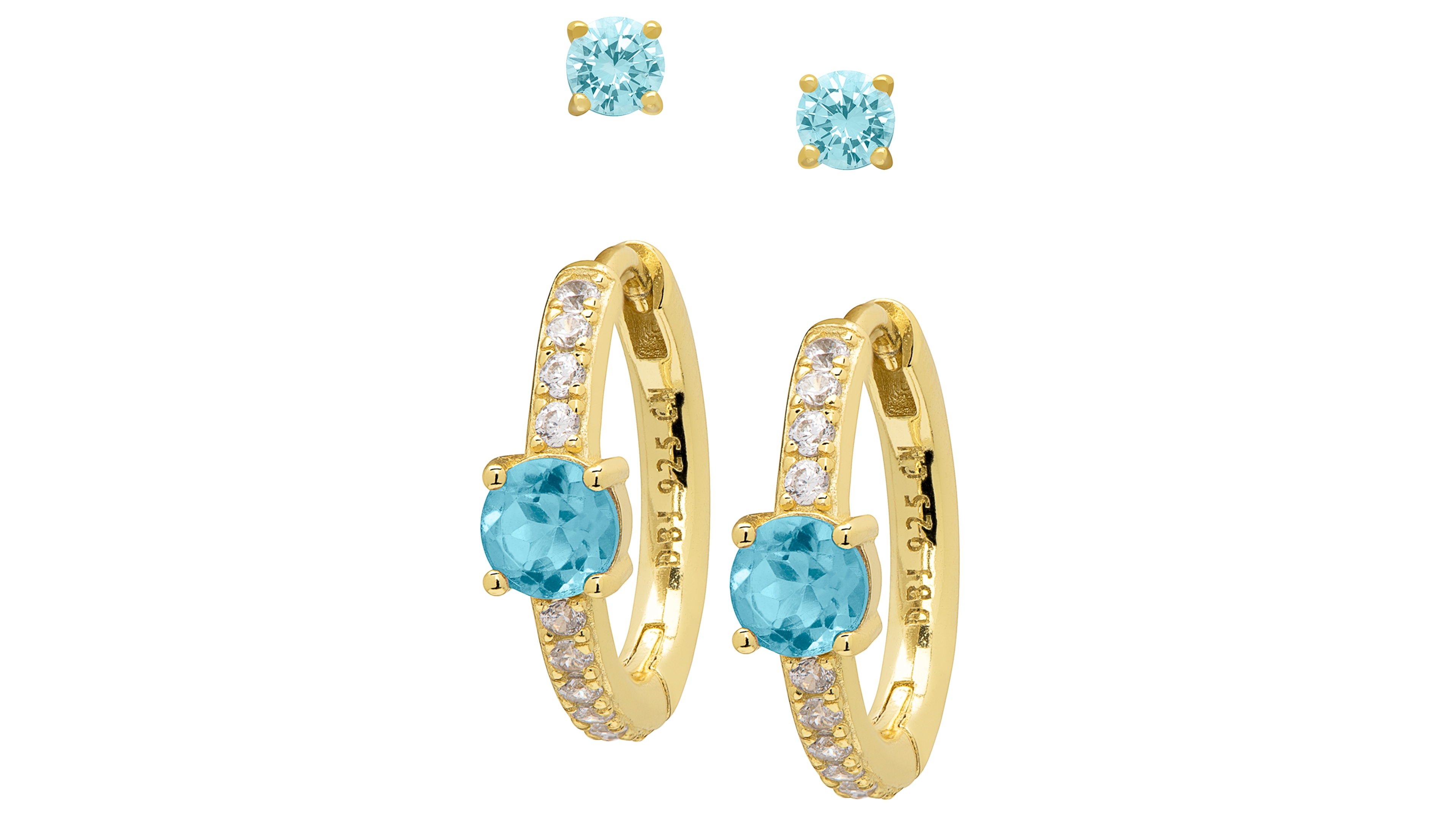 Macy's Blue Topaz Dangle Hoop Earrings (1-7/10 ct. t.w.) in Gold over Sterling Silver, 4-Piece Set