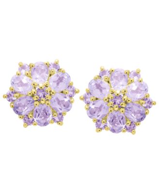 Amethyst Floral Studs (2.06 ct. t.w.) in Gold over Silver Sterling Silver