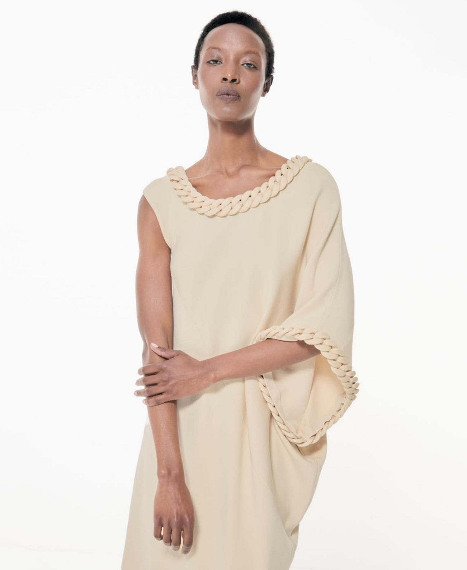 Women's Chain-Detail Knit Asymmetric Dress