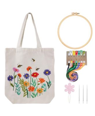 Beginner Friendly Hummingbird Embroidery Kit Canvas Tote Bag