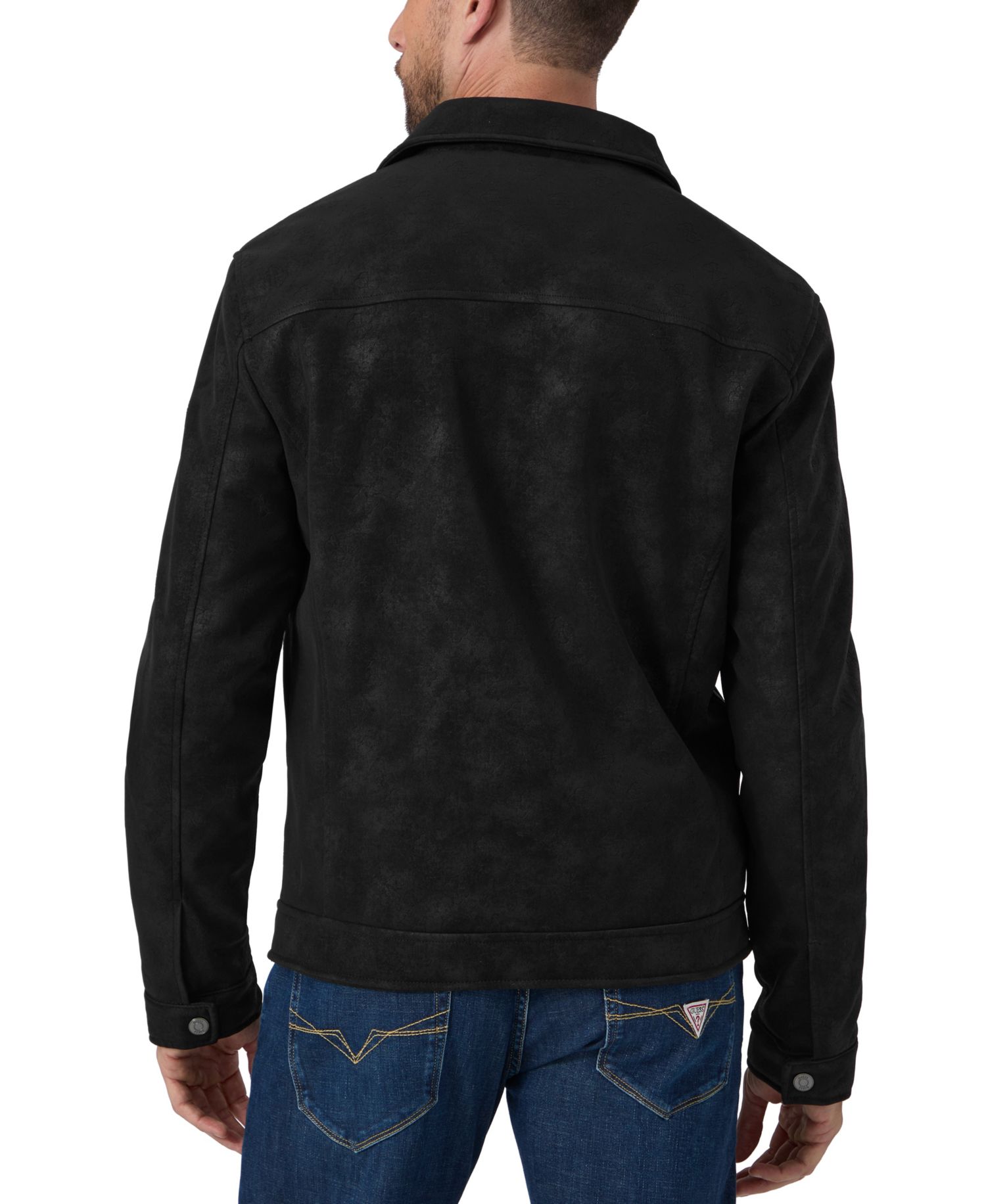 Men's Monogram Faux Leather Zip-Front Jacket