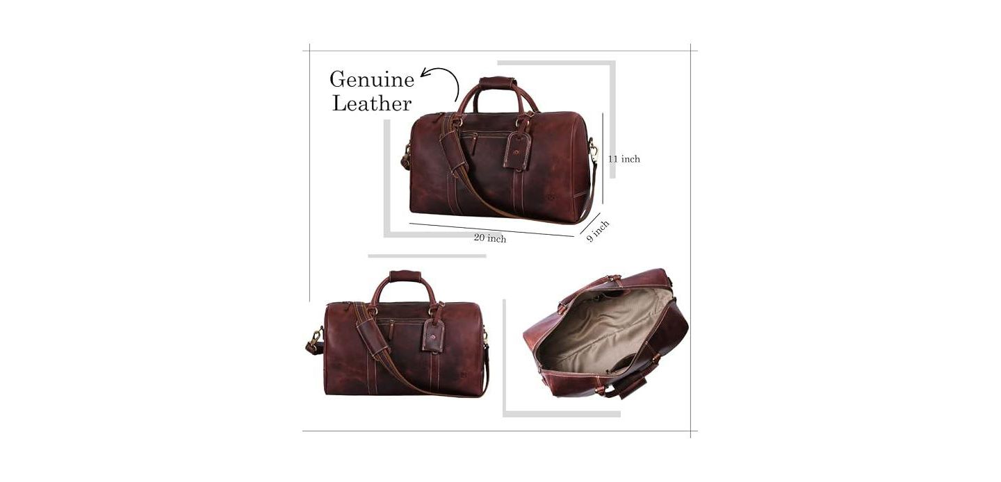 Сумка Aaron Leather Goods 20 Inch Luxor Leather Duffle, цвет: Коричневый — фото 8