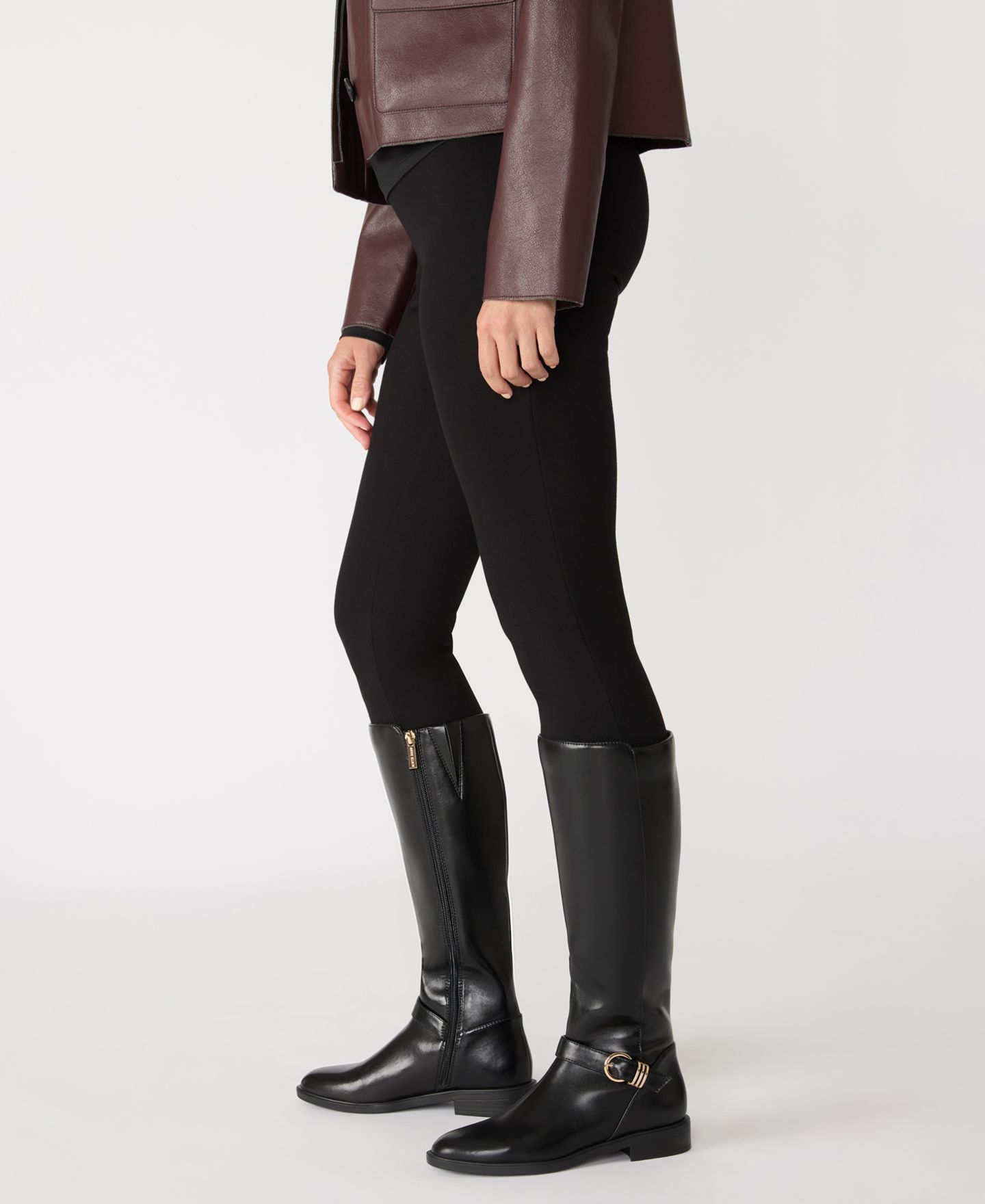 Женские ботинки Anne Klein Solana Zipper Tall, цвет: Чёрный гладкий — фото 3