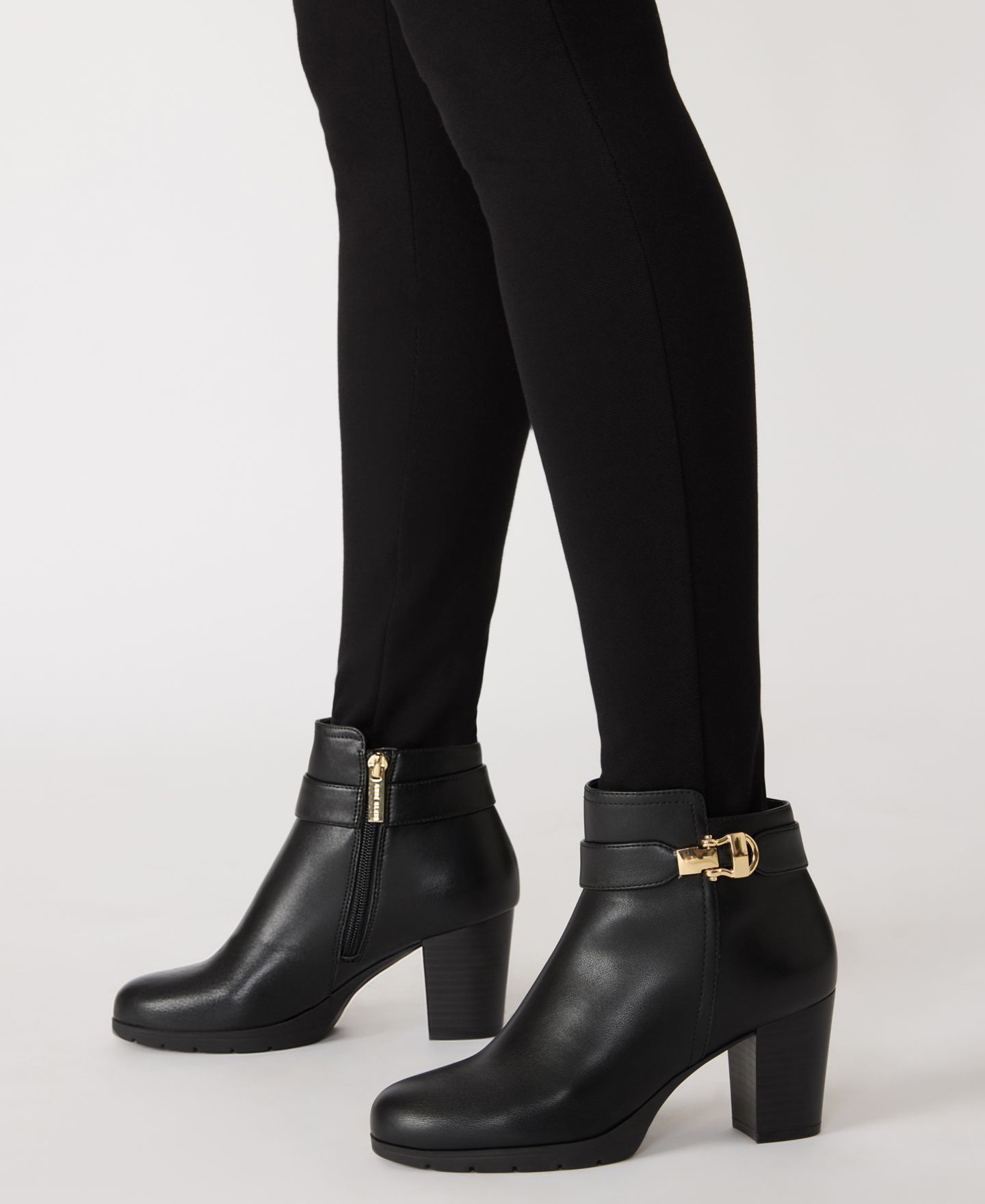 Женские ботинки Anne Klein Reins Zipper Dress Booties, цвет: Чёрный гладкий — фото 3