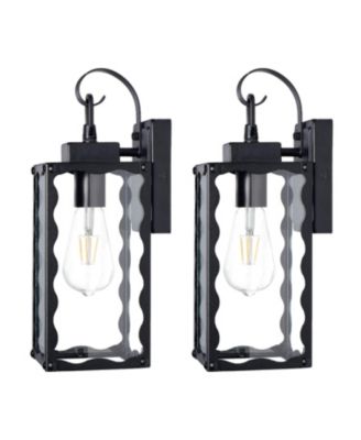 Matte Outdoor Wall Light Clear Glass Shade Waterproof Modern Sconce Lantern for Porch House Garage E26 Socket ETL Listed Wavy