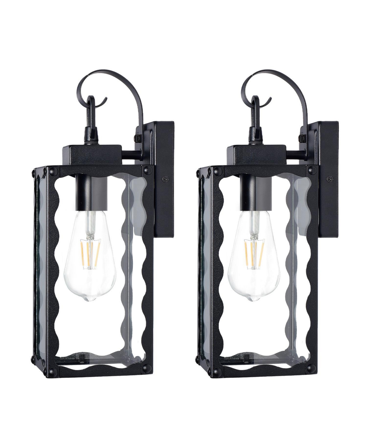 Busdays Matte Outdoor Wall Light Clear Glass Shade Waterproof Modern Sconce Lantern for Porch House Garage E26 Socket Etl Listed Wavy