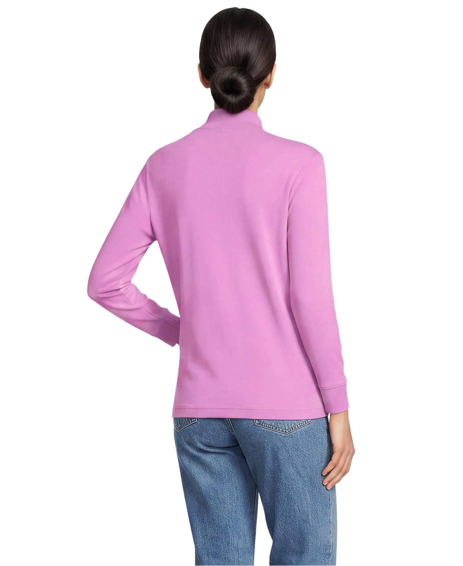 Women's Relaxed Cotton Long Sleeve Mock Turtleneck Tops