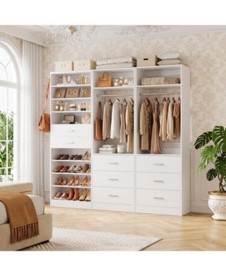 Closet Organizer Set of 3 with 8-Drawers and 8-Shelves, Shoes Storage System Set