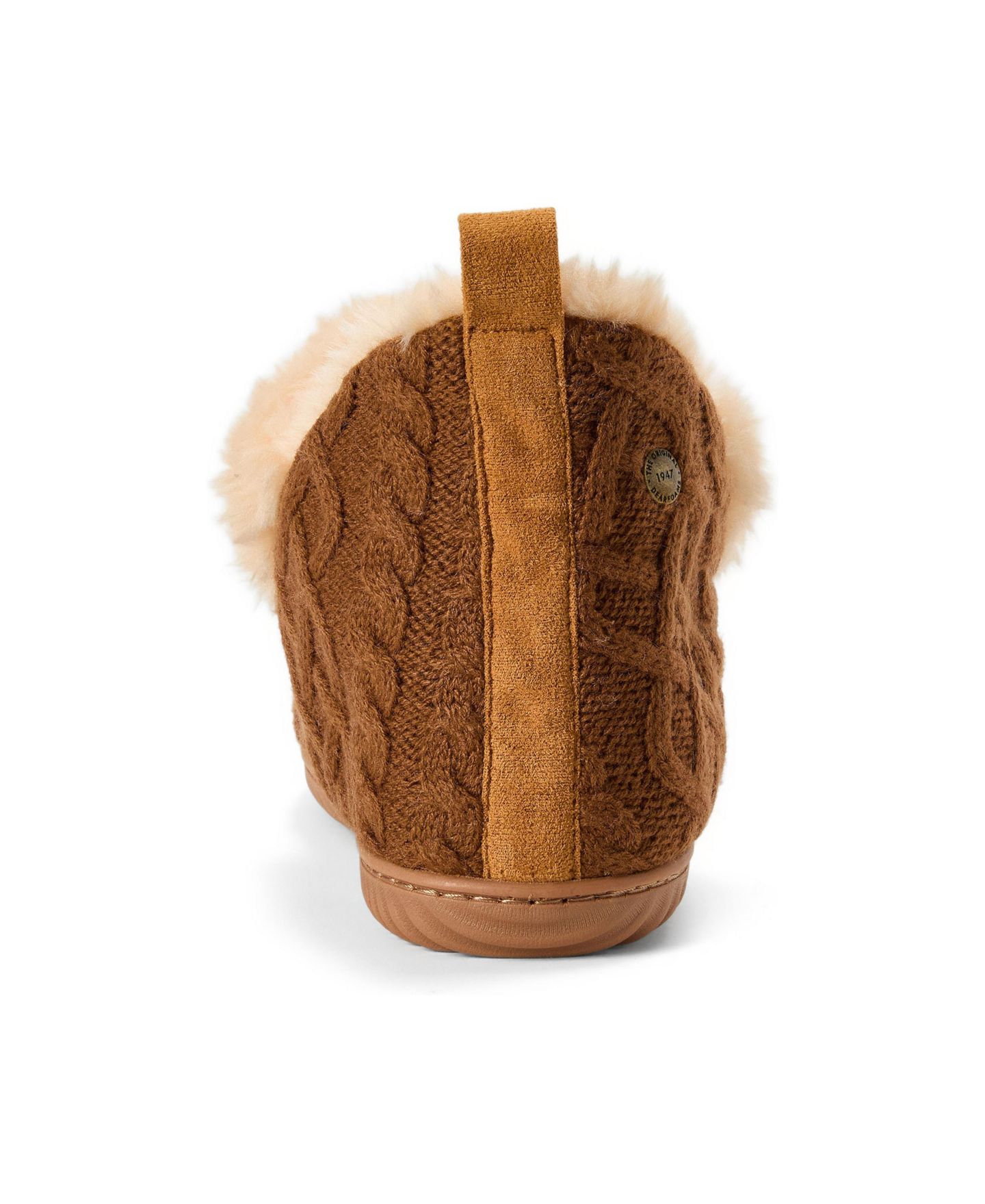 Женские тапочки Dearfoams Moritz Cable-Knit Round-Toe Bootie Slipper, цвет: Каштановый вязаный — фото 3