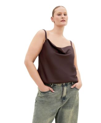 Plus Size Cowl-Neck Satin Relaxed-Fit Camisole
