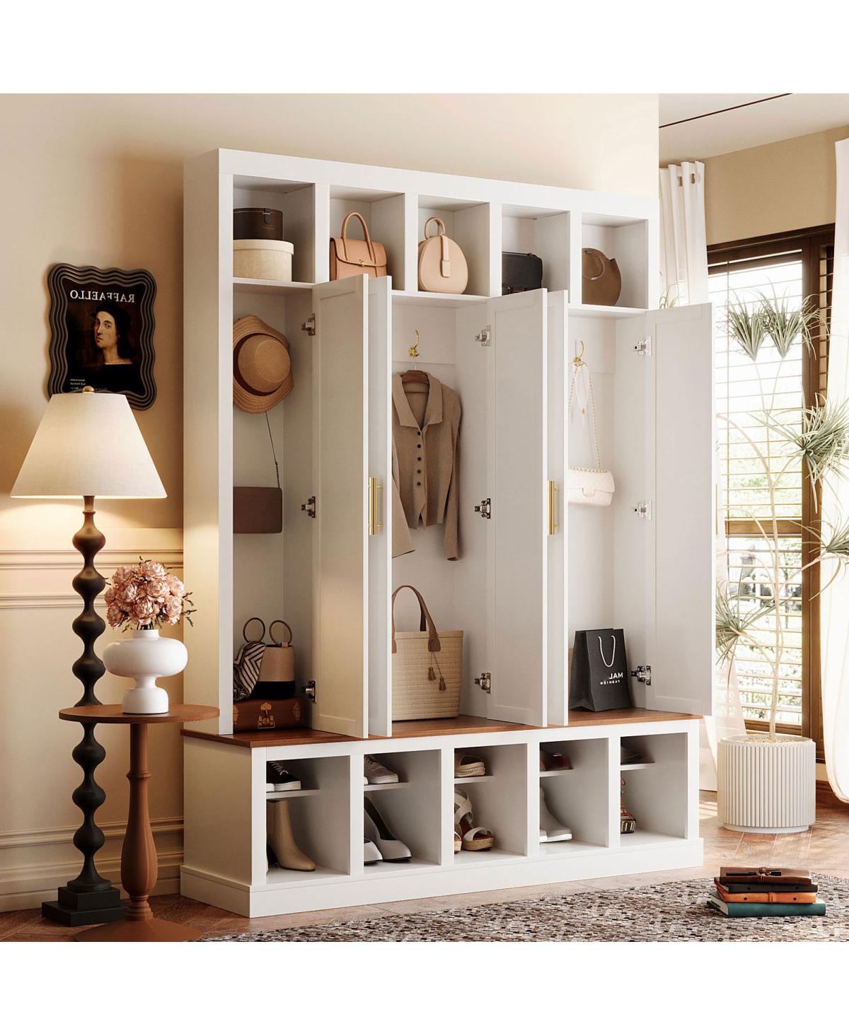 Streamdale Furniture Farmhouse Entryway Storage Cabinet with Shoe Rack