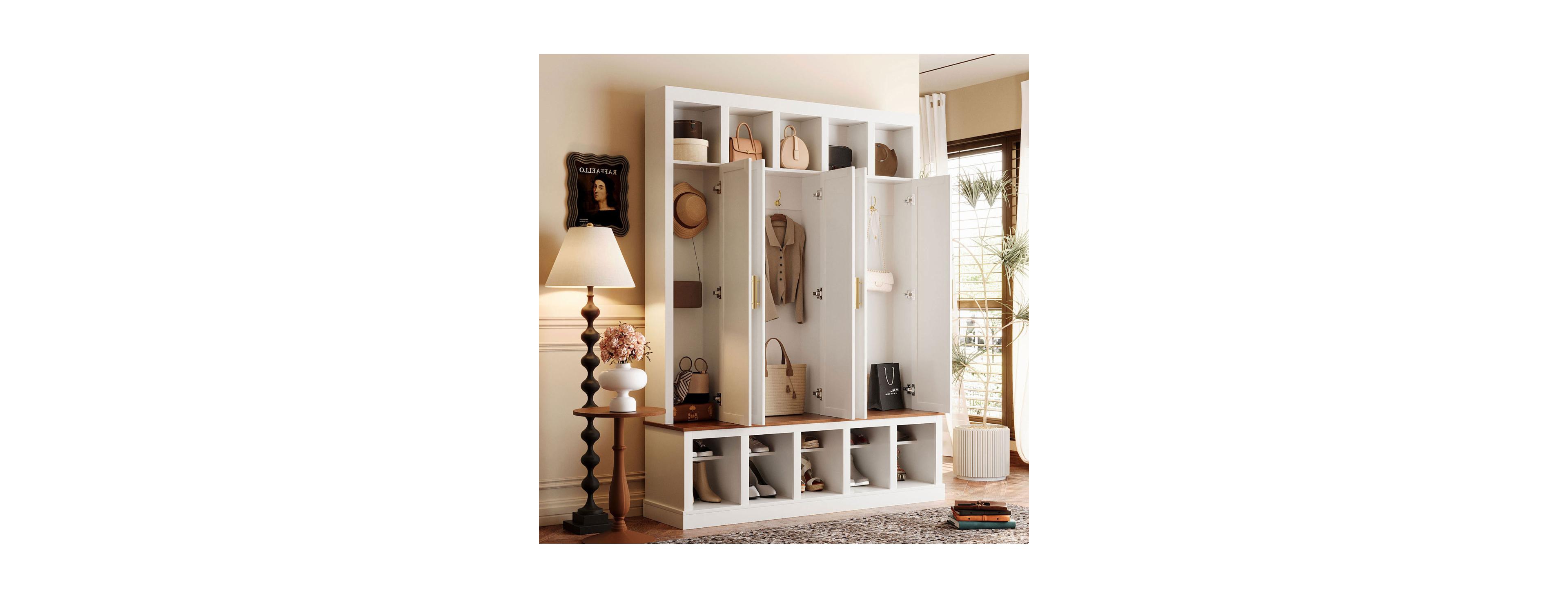 Streamdale Furniture Farmhouse Entryway Storage Cabinet with Shoe Rack