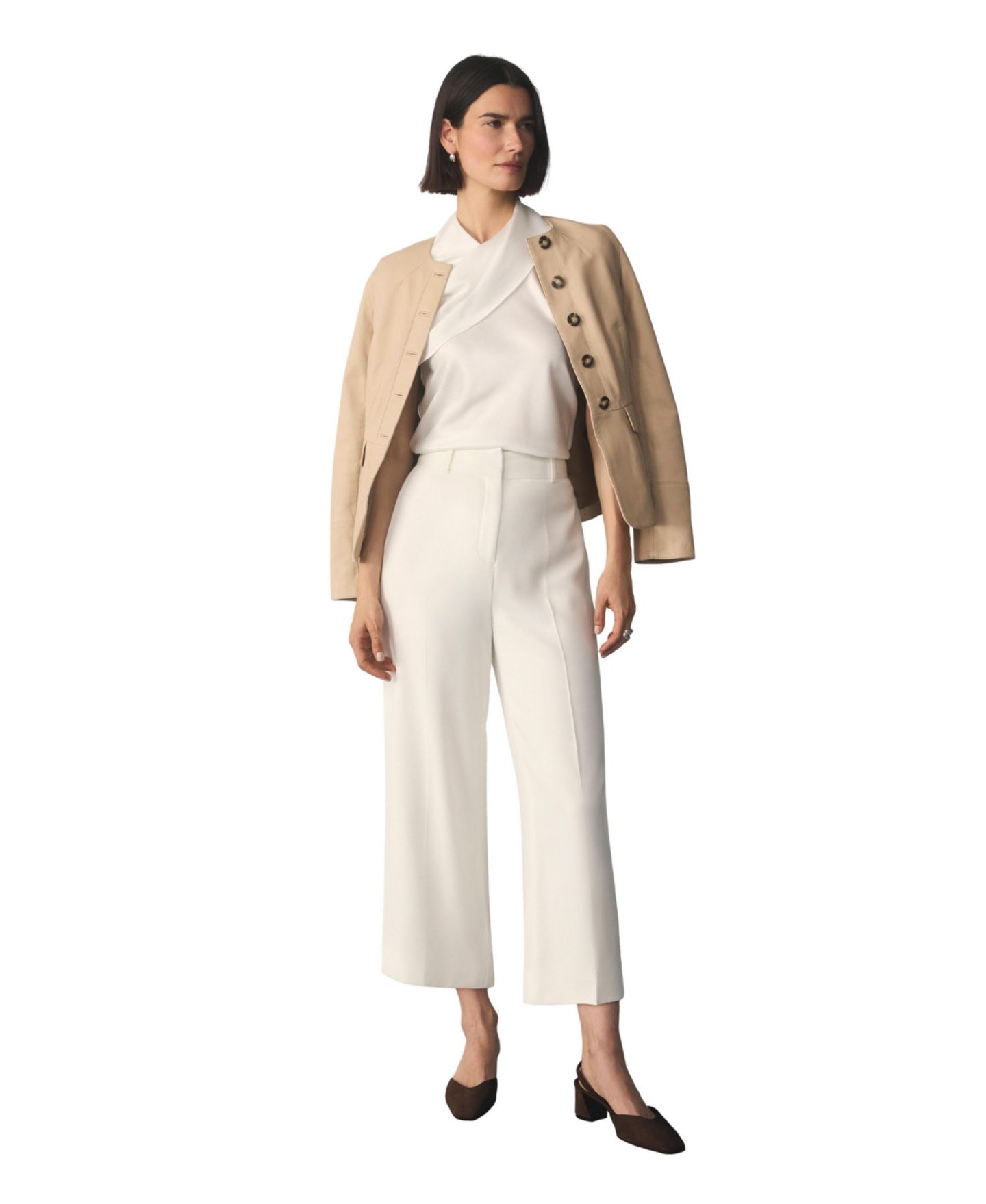 Женские брюки The Fold Clever Crepe Adelaide Cropped, цвет: Белый — фото 4
