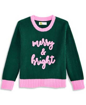 Toddler Girls' Merry & Bright Crewneck Long-Sleeve Cotton-Blend Sweater