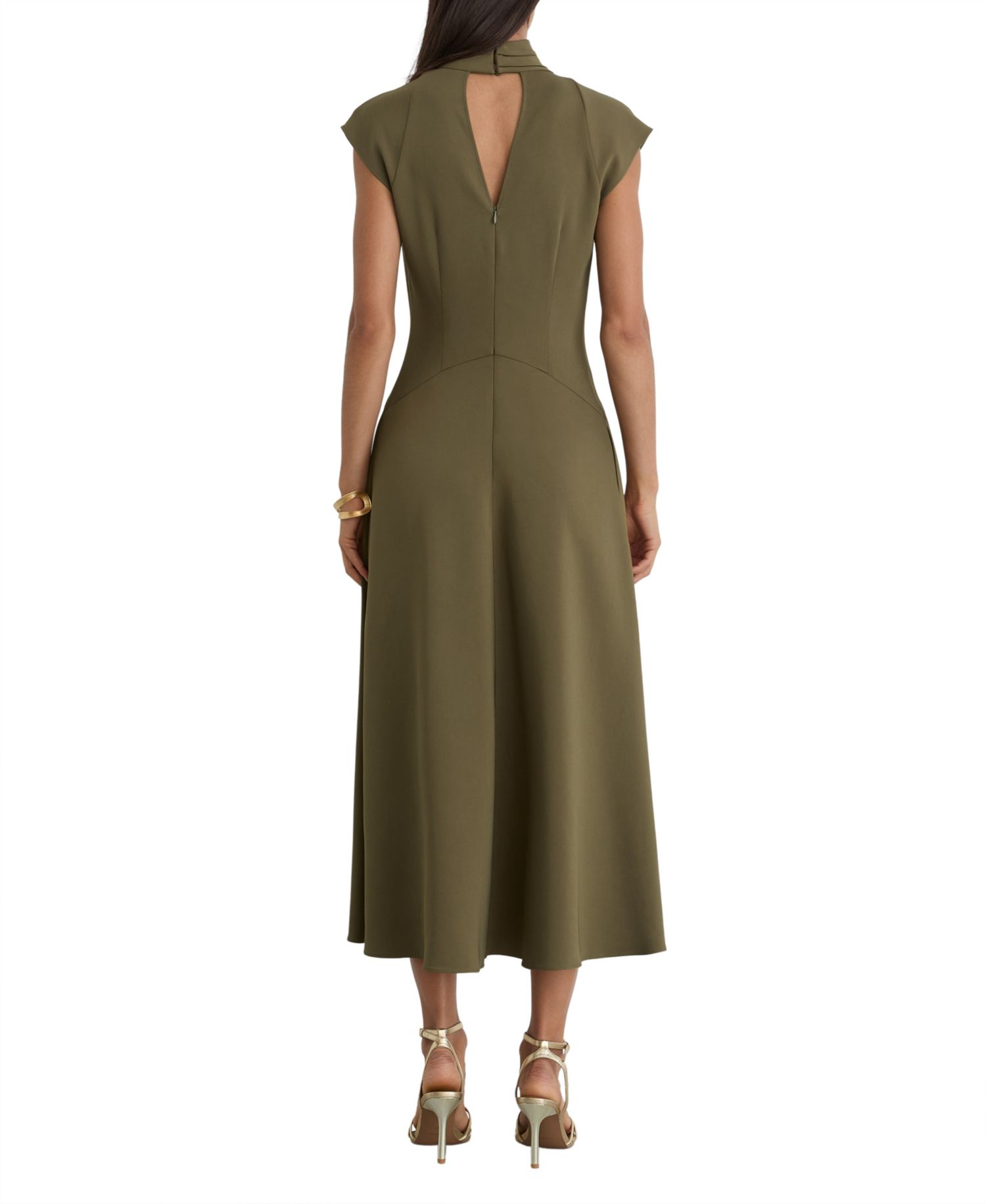 Women's High-Neck A-Line Sleeveless Midi Dress