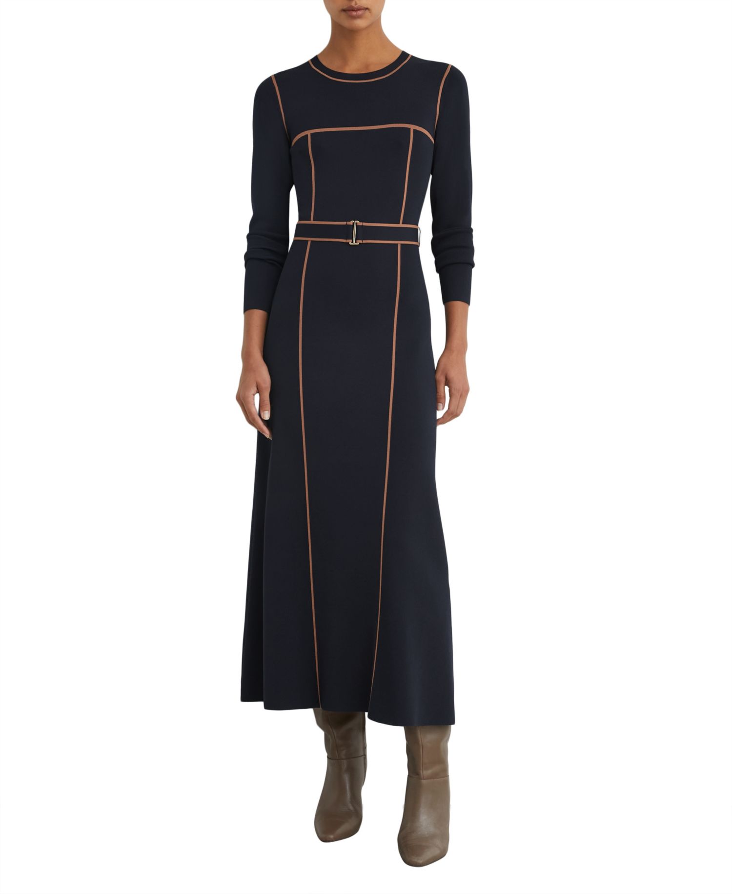 Women's Etta Long-Sleeve Colorblock Midi Sweater Dress
