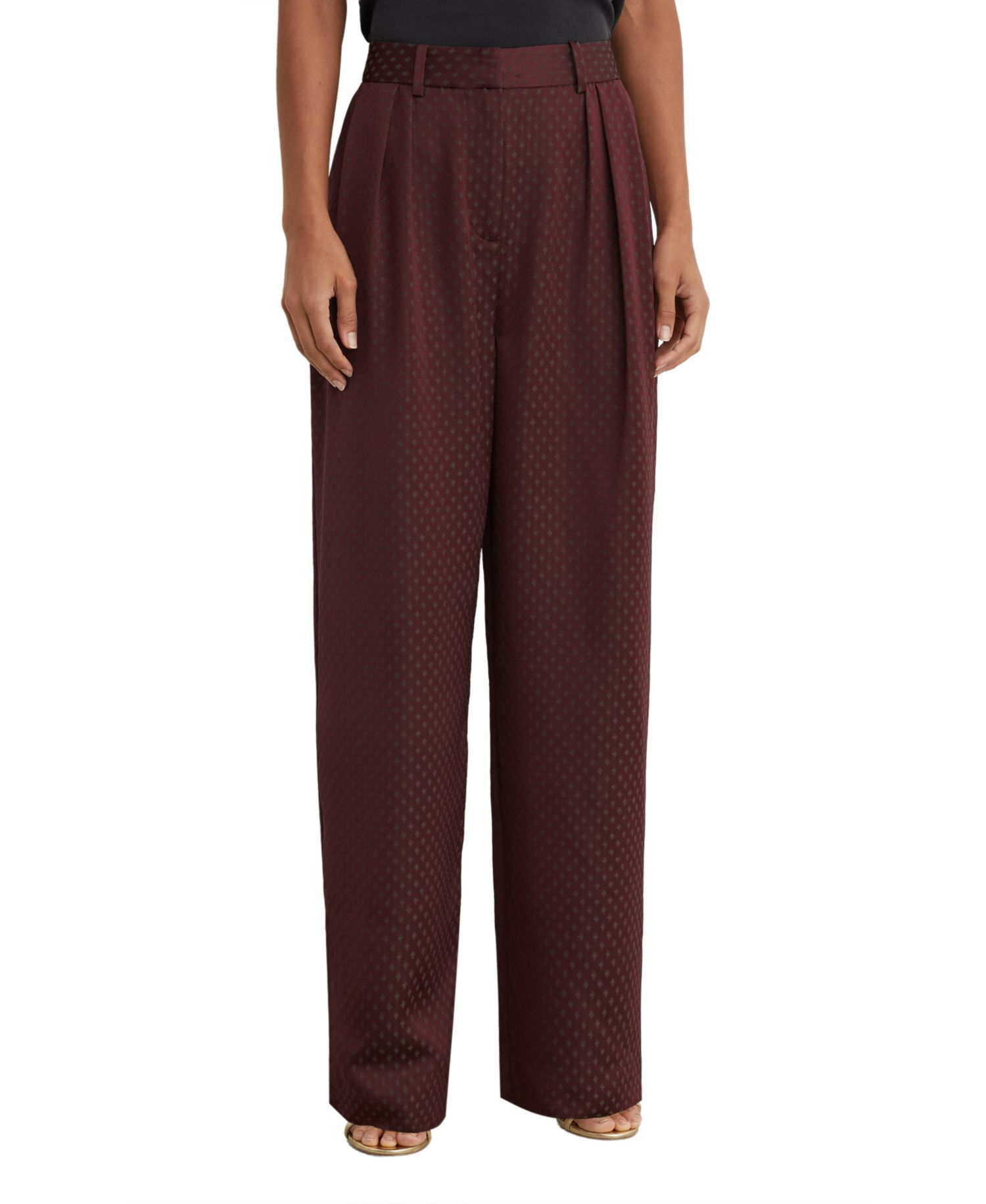 Women's Tilly Double-Pleat Wide-Leg Jacquard Pants