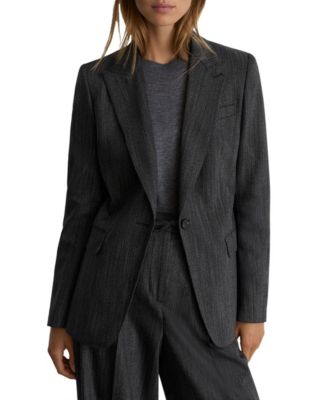 Women's Herringbone Single-Breasted Wool-Blend Blazer