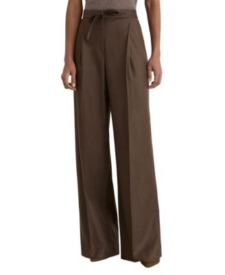 Petite Derby Pleated Wide-Leg Trousers