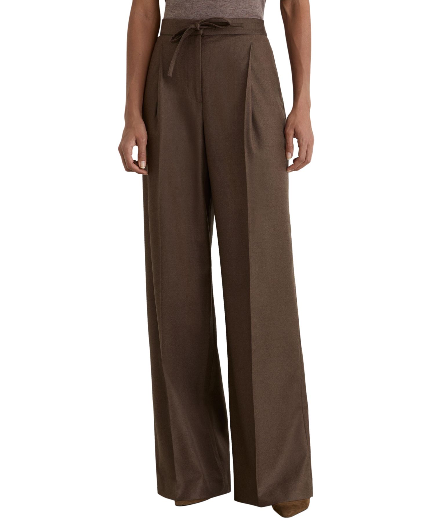 Petite Derby Pleated Wide-Leg Trousers