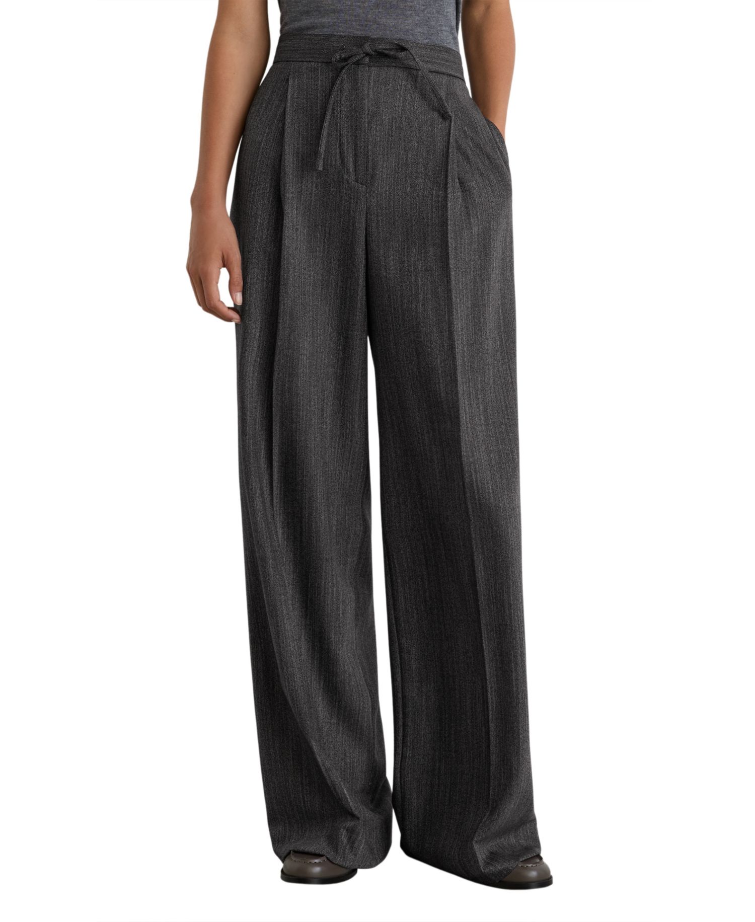 Women's Derby Pull-On Herringbone Wide-Leg Pants