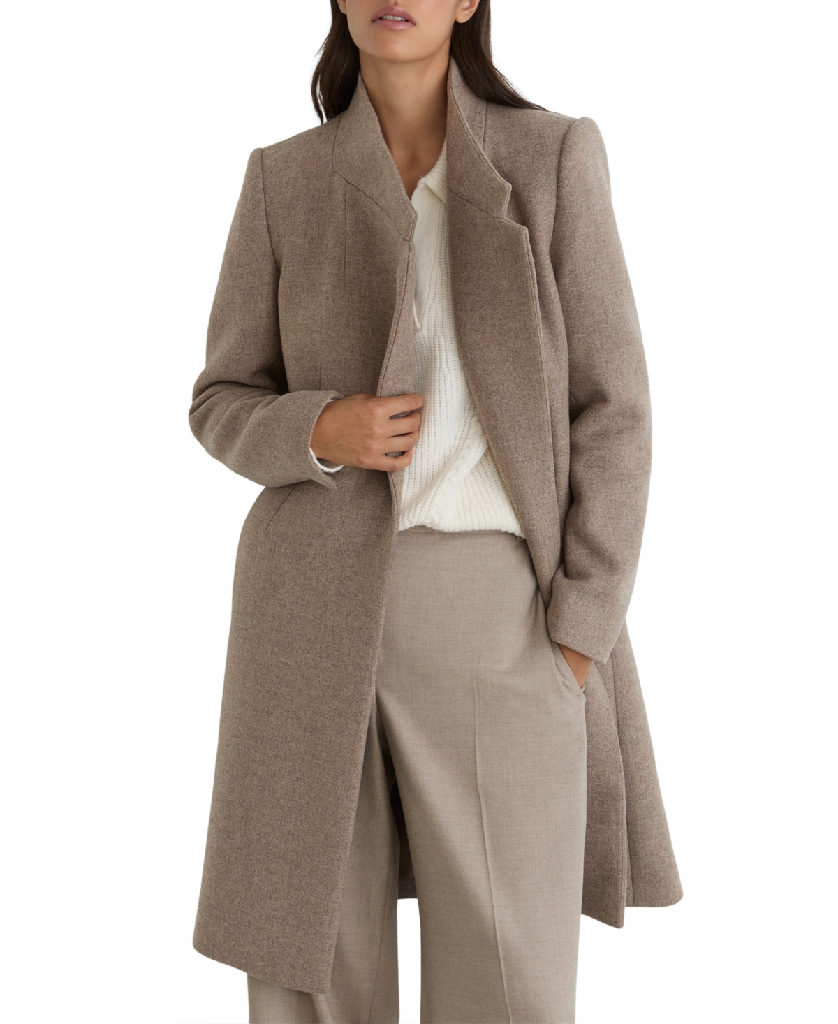Reiss Petite Max Wool-Blend Mid-Length Wrapover-Front Coat