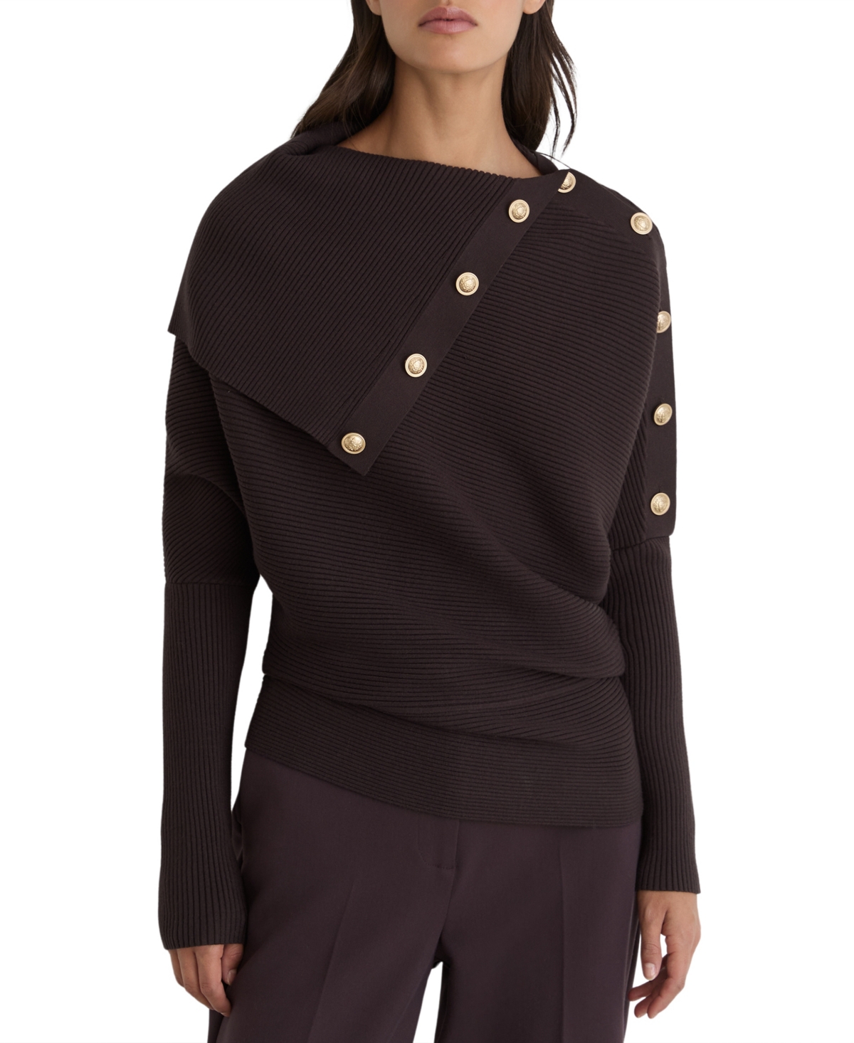 Reiss Women's Lexi Drop-shoulder Shawl Neck Sweater In Berry Purp
