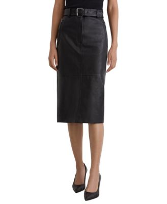 Women's Raya High-Waisted Belted Midi Leather Skirt