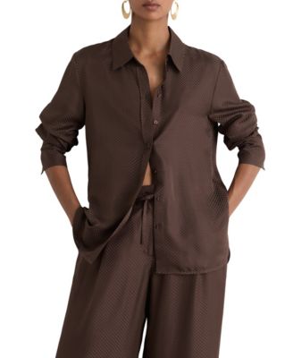 Women's Aliana Long-Sleeve Collared Silk Shirt