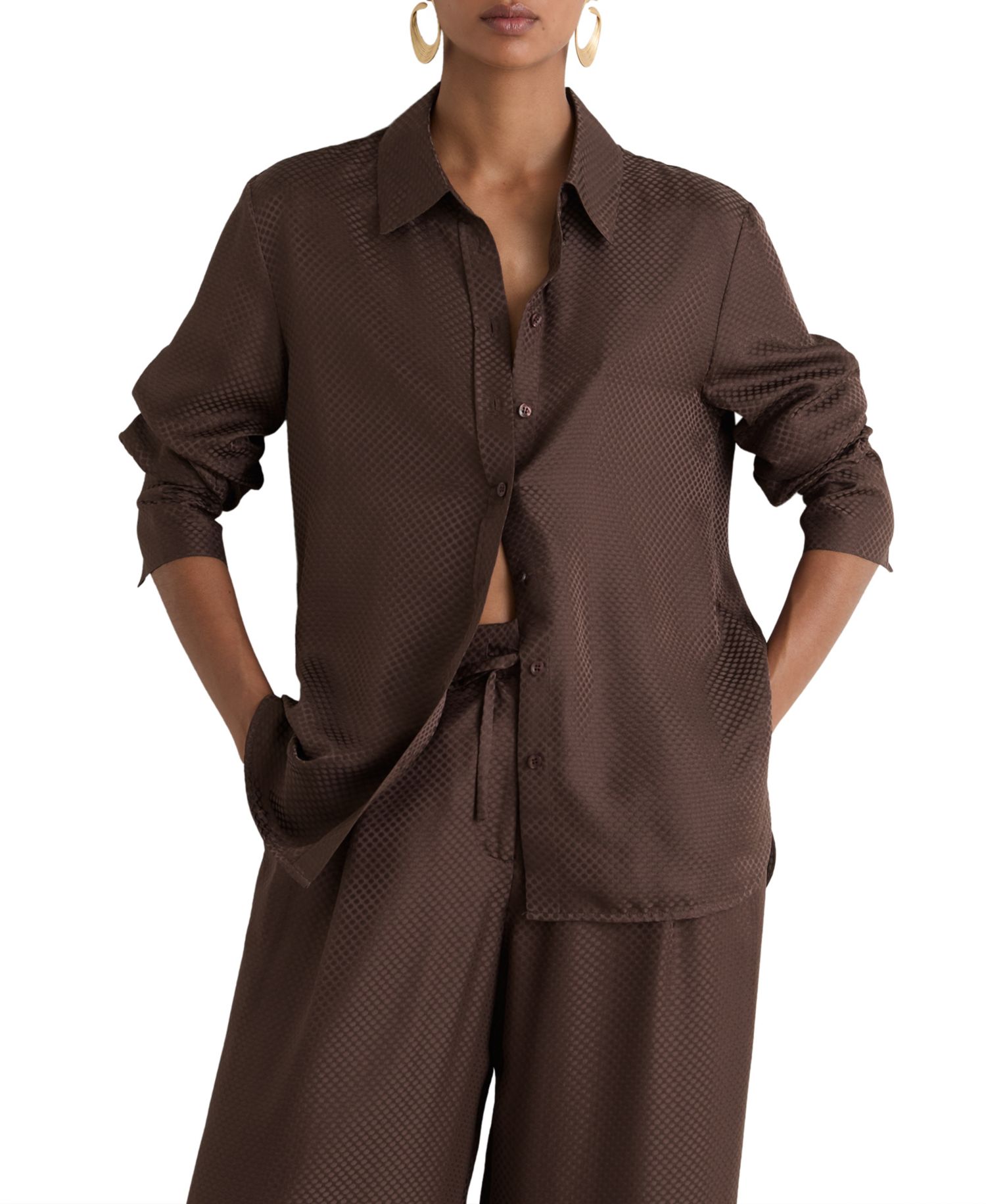 Women's Aliana Long-Sleeve Collared Silk Shirt