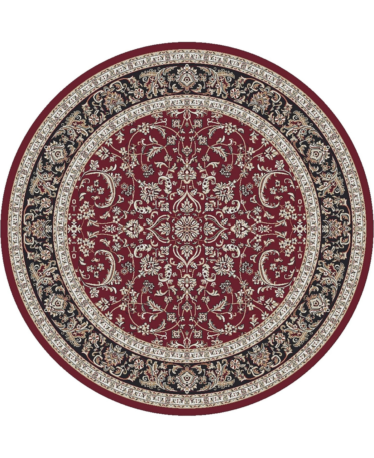 Closeout! Km Home 1318/1537/Burgundy Navelli Red 7'10" x 7'10" Round Area Rug