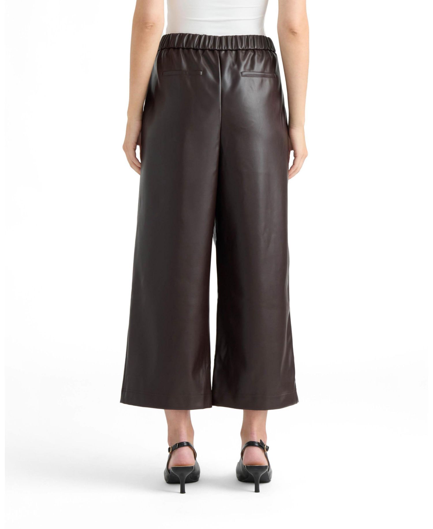 Women's Leather Pleated Culottes