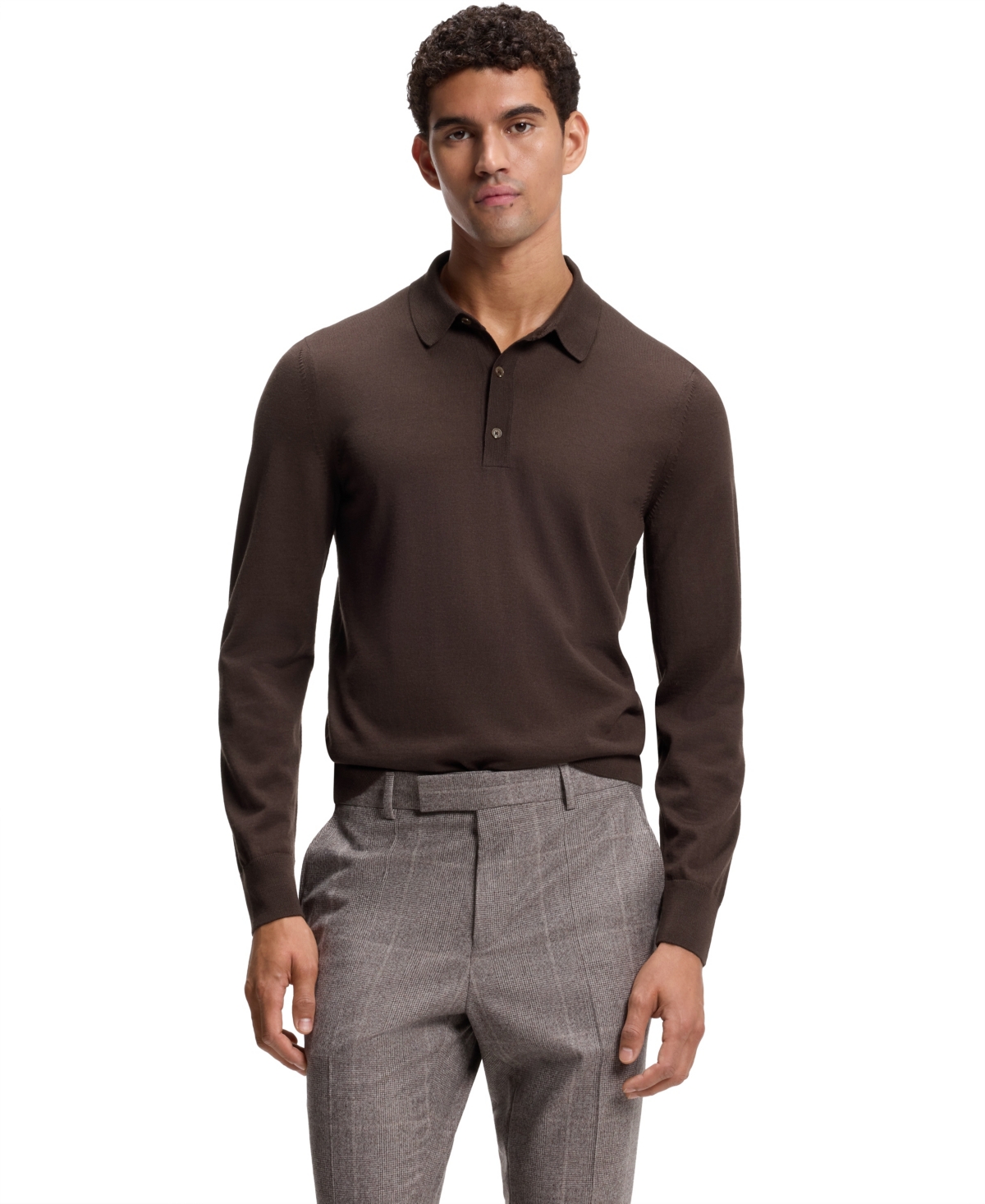 Boss by Hugo Men's H-Lancione Merino-Wool Regular-Fit Polo Sweater