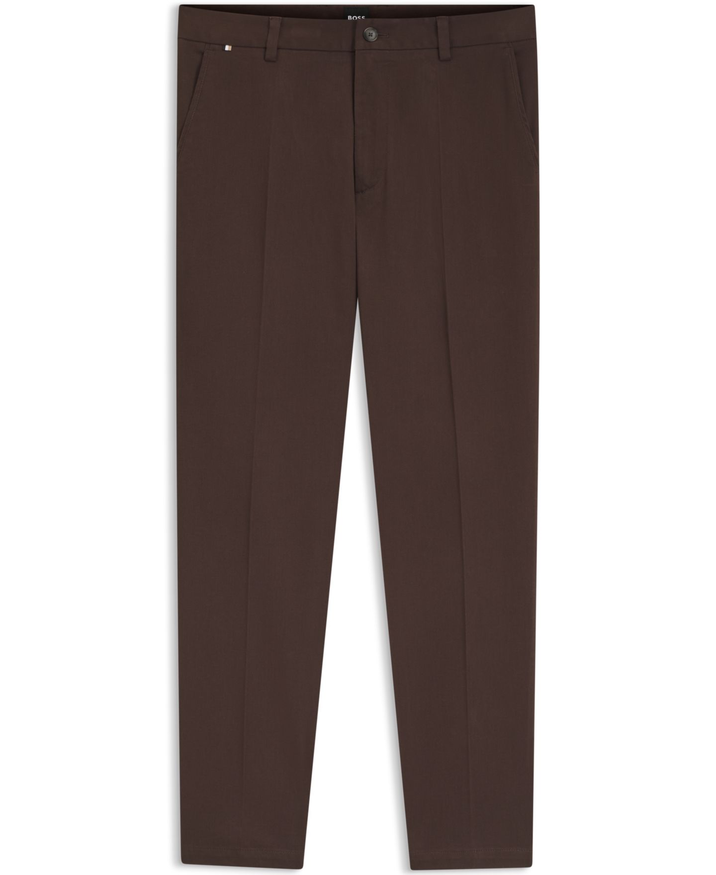 Мужские брюки Hugo Boss Modern-Fit Stretch-Cotton Twill, цвет: Тёмный коричневый — фото 3