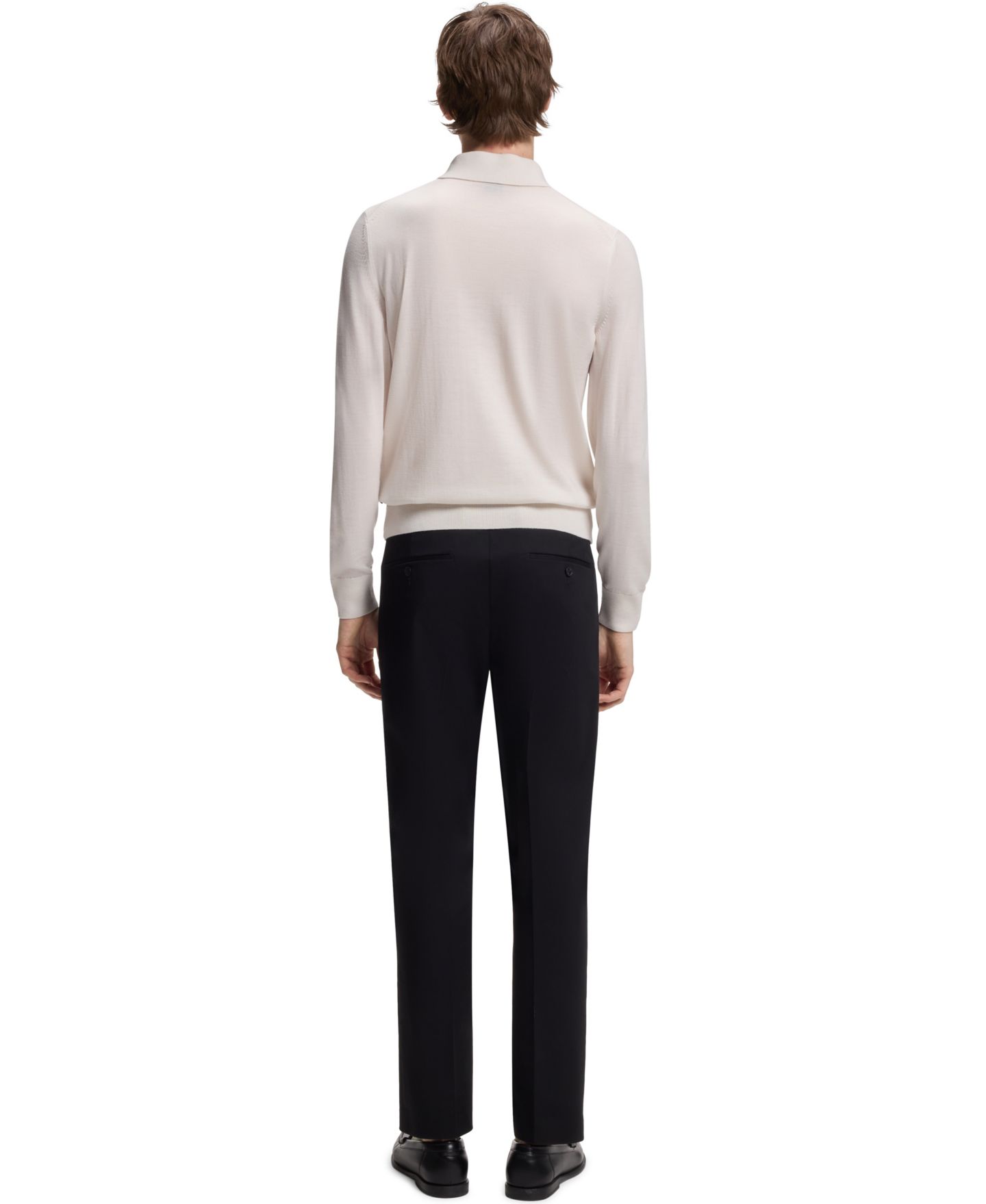Мужской свитер Hugo Boss H-Lancione Merino-Wool Regular-Fit Polo Sweater, цвет: Белый — фото 2