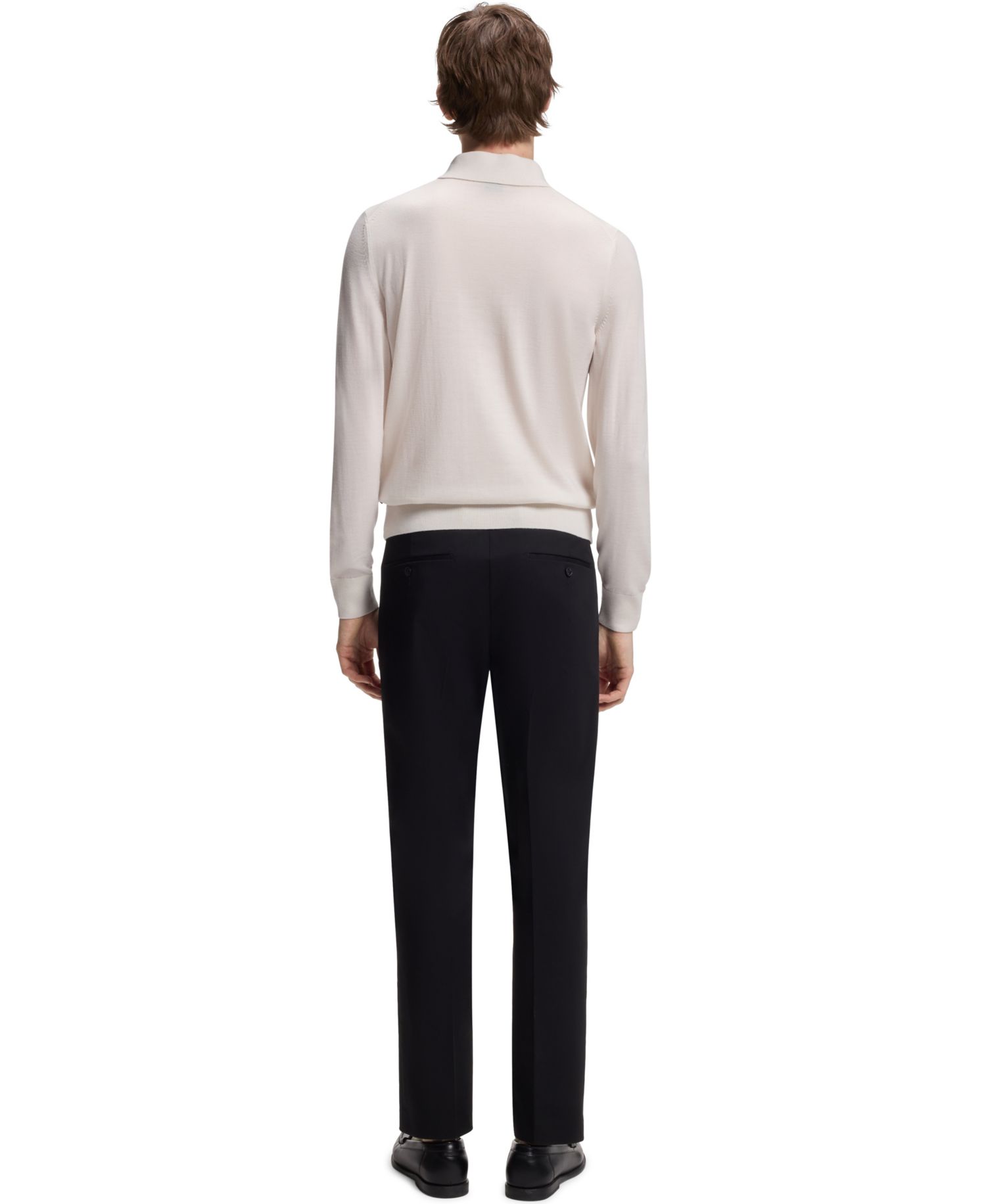 Men's H-Lancione Merino-Wool Regular-Fit Polo Sweater