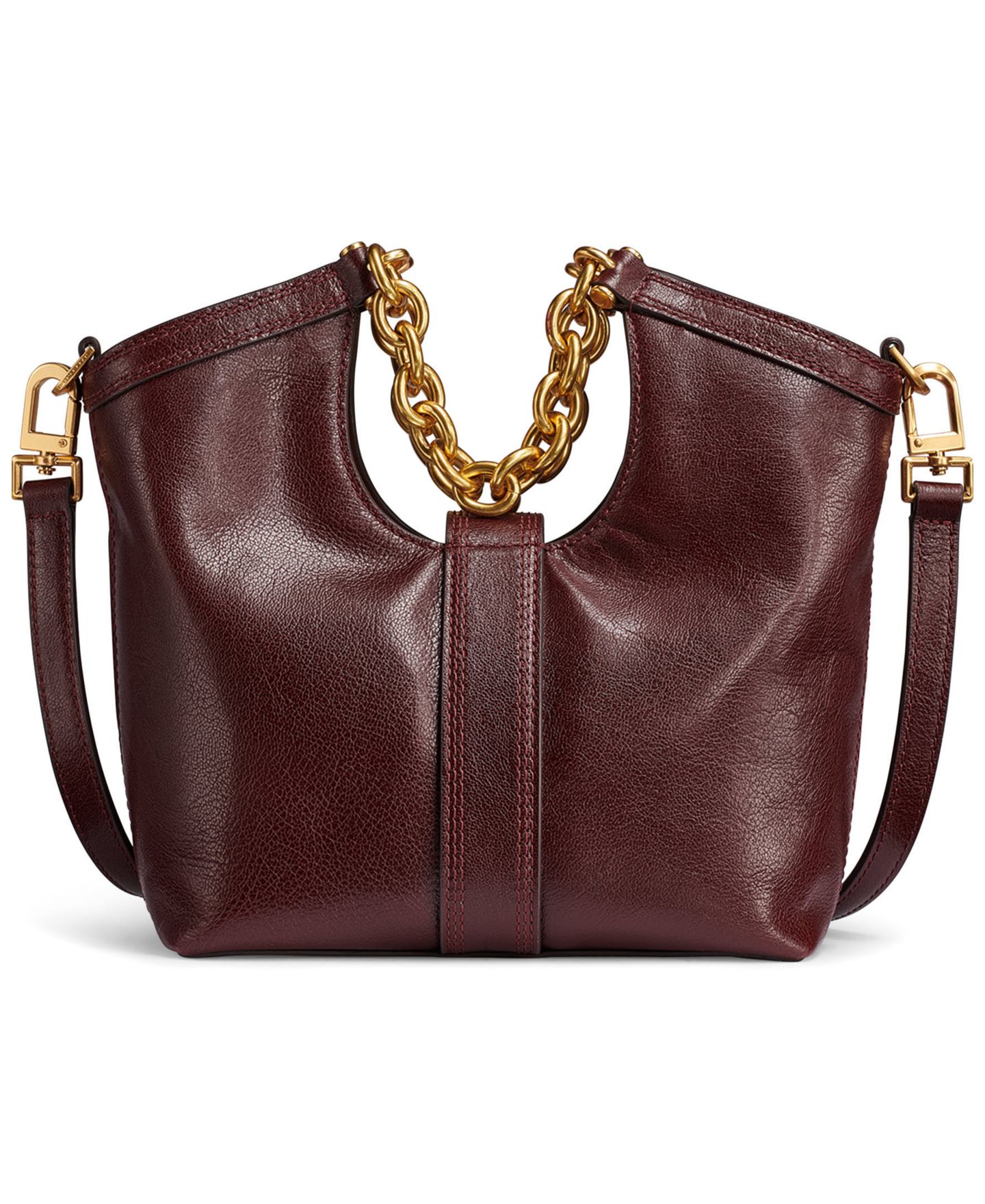 Женская сумка Donna Karan New York Leno Leather Adjustable Strap Small Tote, цвет: Чёрный вишнёвый — фото 2