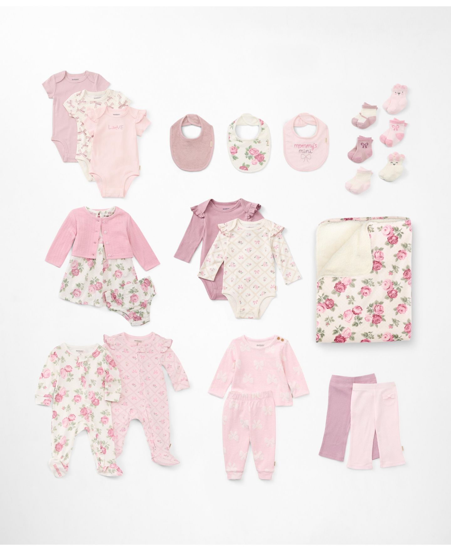 Детский комплект Huggies для девочки: топ с длинным рукавом и брюки, 2 предмета, цвет: Розовый меланжевый — фото 3