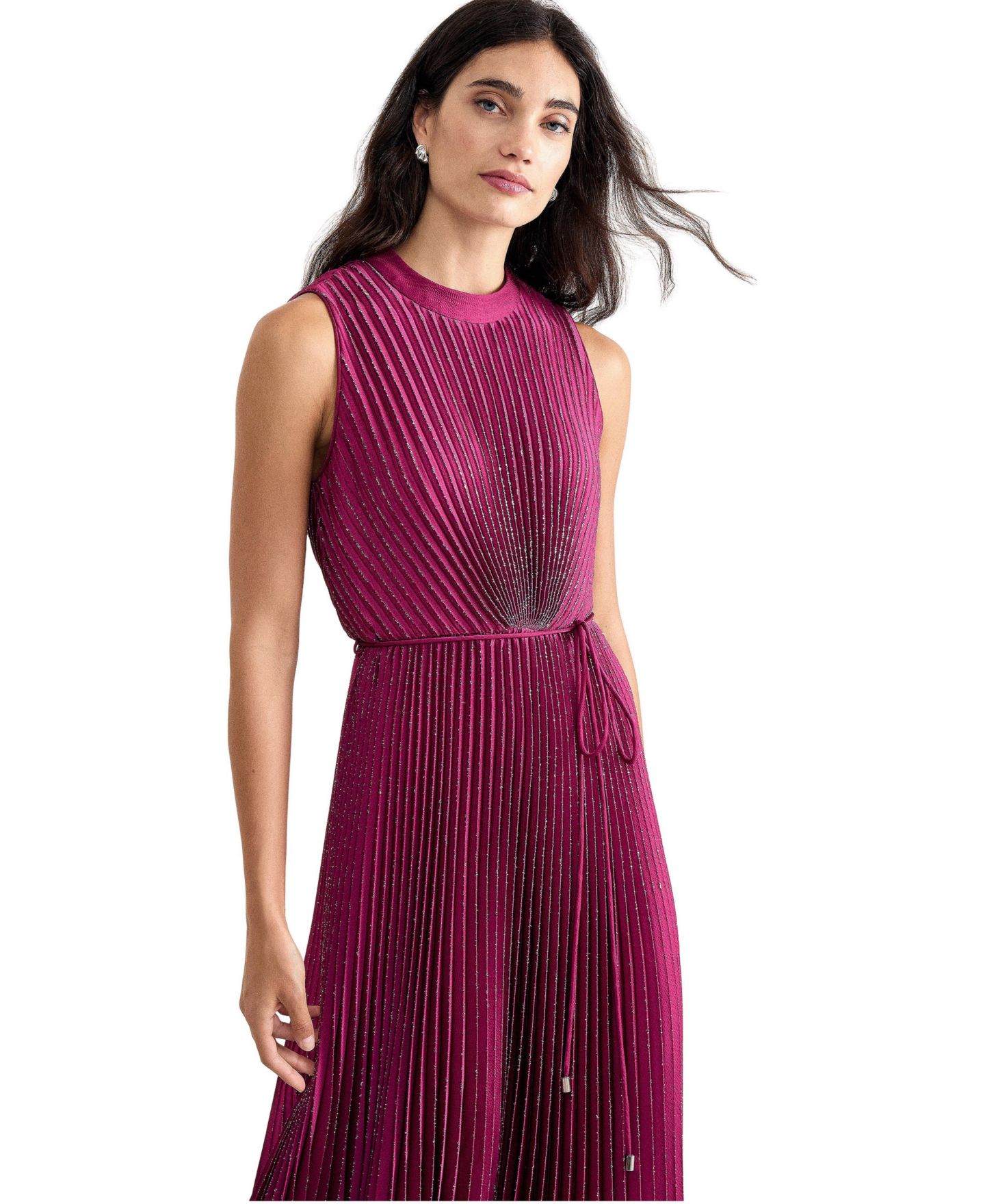 Женское платье Phase Eight Simara Pleated A-Line Midi, цвет: Фуксия — фото 2