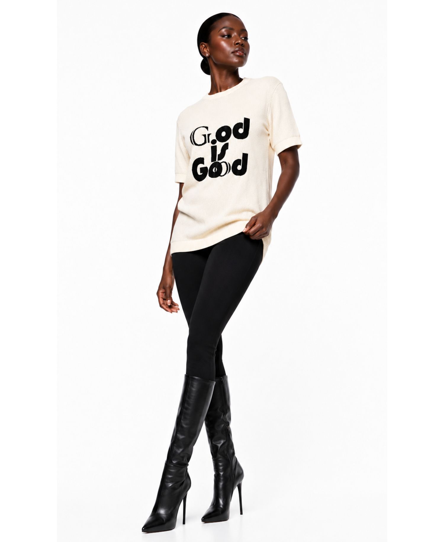 Women's God Is Good Elbow-Length Lightweight Crewneck Sweater